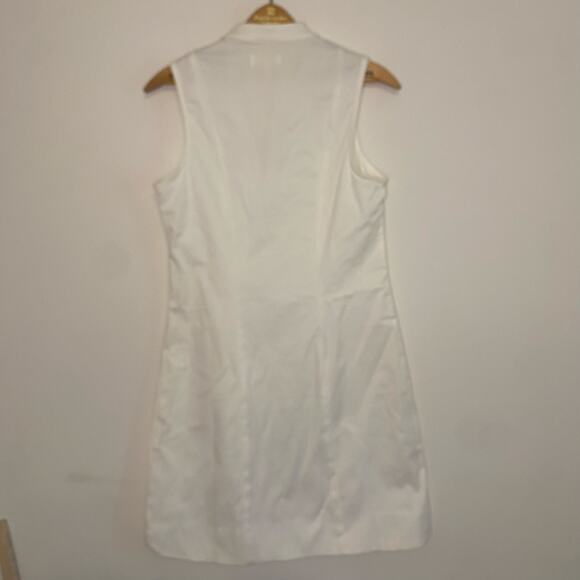 Mudpie White Sleeveless Shift Dress V Neck Classic Vacation Cotton Stretch S - Picture 9 of 13